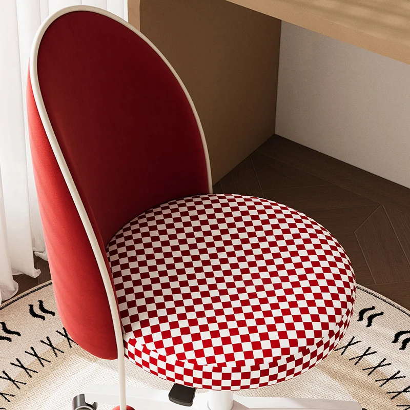 Contemporary Nordic Plastic Stainless Steel Velvet Plywood Curved Rotatable Adjustable Vanity Stool Backrest Armless For Bedroom