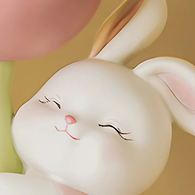 Contemporary Creative Resin Solid Wood Bunny Cat Table Decor With Jewelry Hanger For Living Room & Entryway