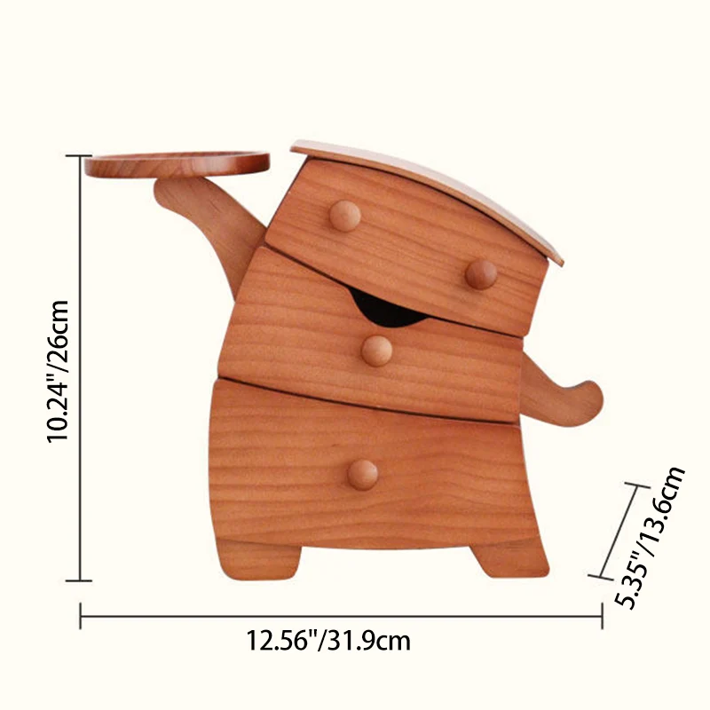 Contemporary Creative Pine Wood Plywood Velvet Cartoon Desktop Storage 3-Drawer For Living Room & Entryway
