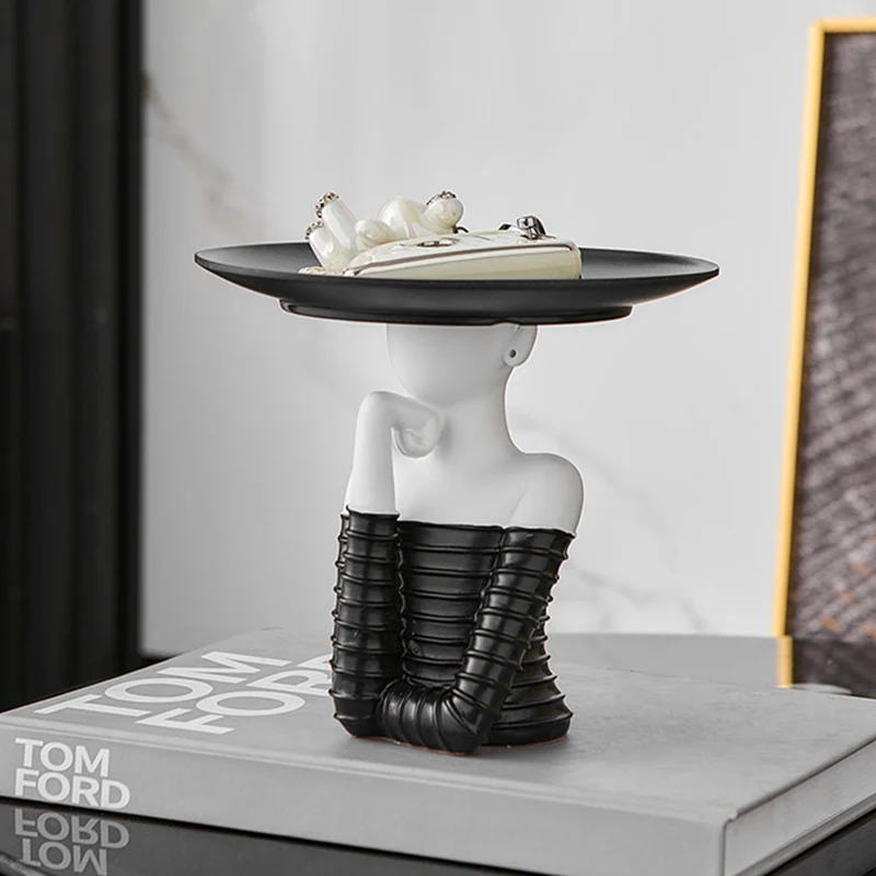 Modern Art Deco Resin Round Woman-shaped Desktop Storage Shelf For Living Room & Entryway