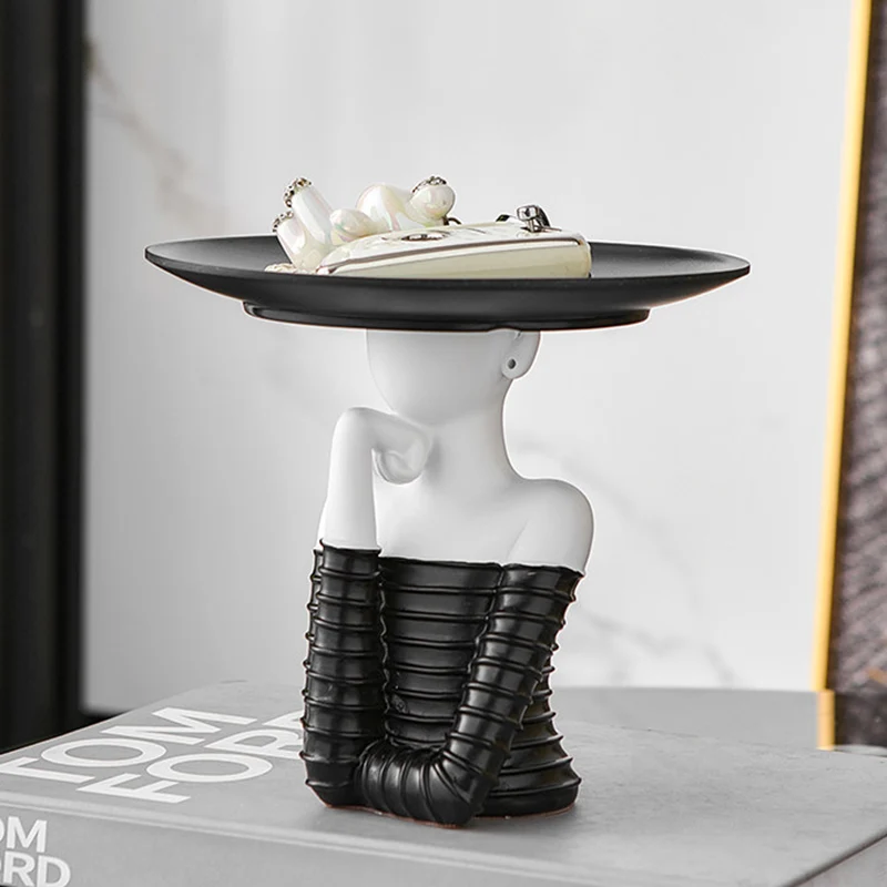 Modern Art Deco Resin Round Woman-shaped Desktop Storage Shelf For Living Room & Entryway