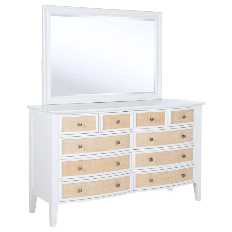 Coaster Furniture Bexhill 223473M 10-Drawer Dresser and Mirror - White