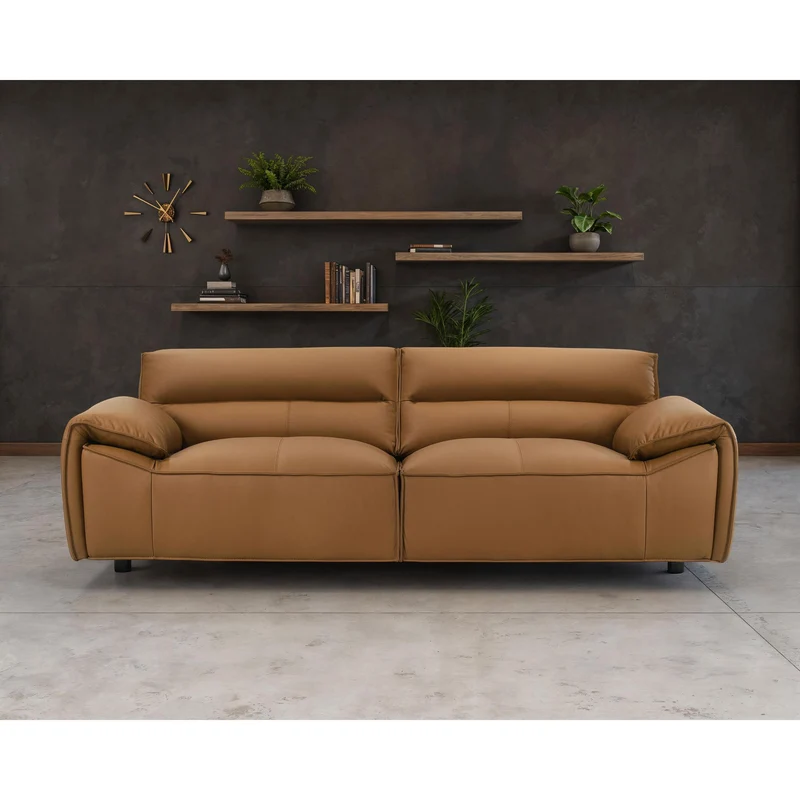 Coaster Furniture Buxton 509501 Top Grain Leather Upholstered Sofa - Orange