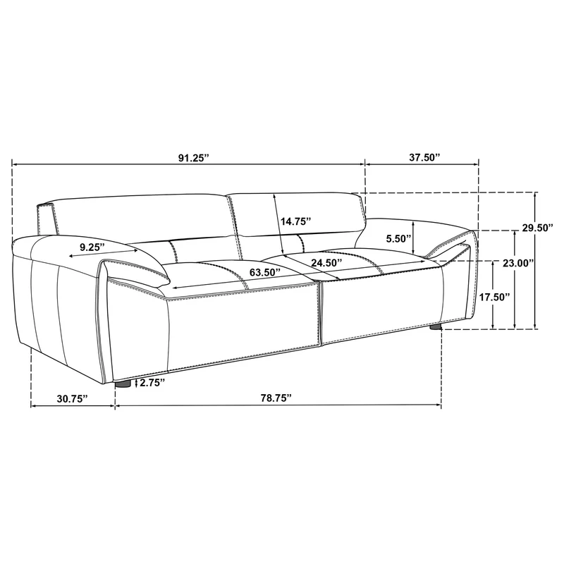 Coaster Furniture Buxton 509501 Top Grain Leather Upholstered Sofa - Orange