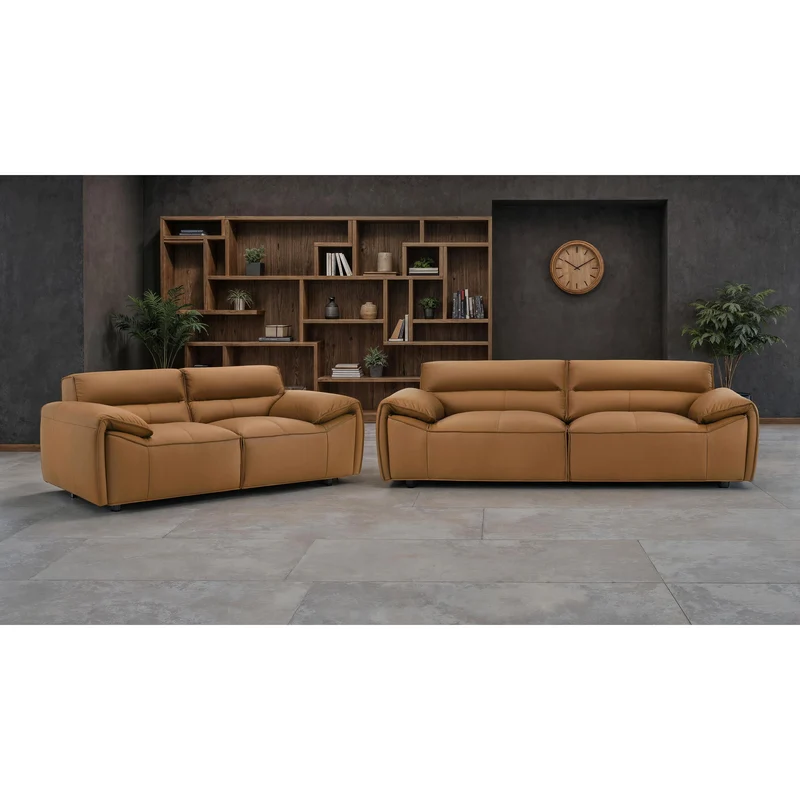Coaster Furniture Buxton 509501 Top Grain Leather Upholstered Sofa - Orange