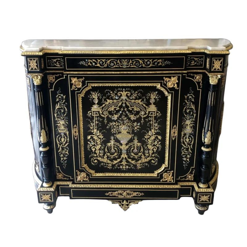 French Boulle white marble details in mother-of-pearl Napoleon III