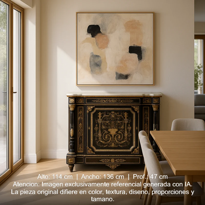 French Boulle white marble details in mother-of-pearl Napoleon III