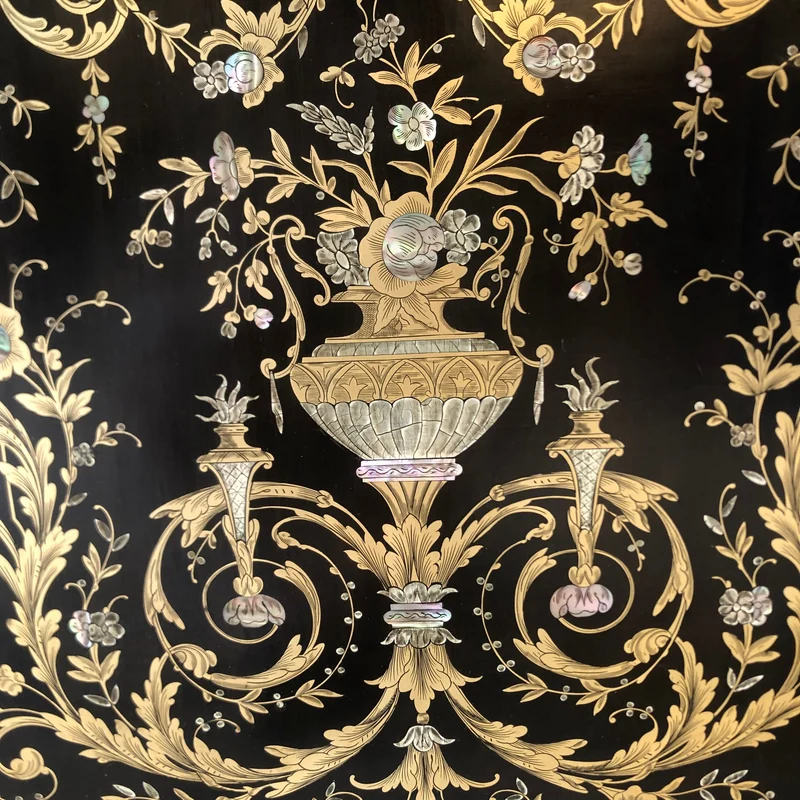 French Boulle white marble details in mother-of-pearl Napoleon III