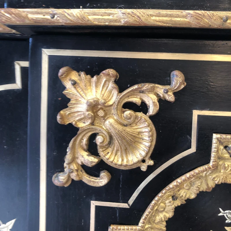 French Boulle white marble details in mother-of-pearl Napoleon III