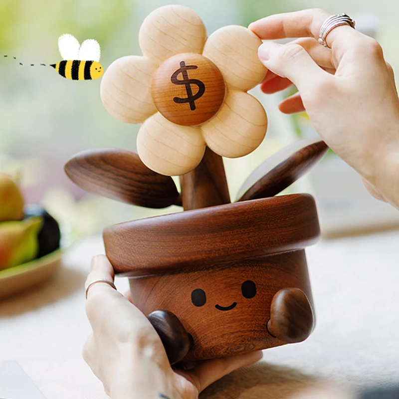 Contemporary Creative Cherry Wood Black Walnut Wood Maple Wood Palisander Sunflower-shaped Table Decor For Living Room & Bedroom