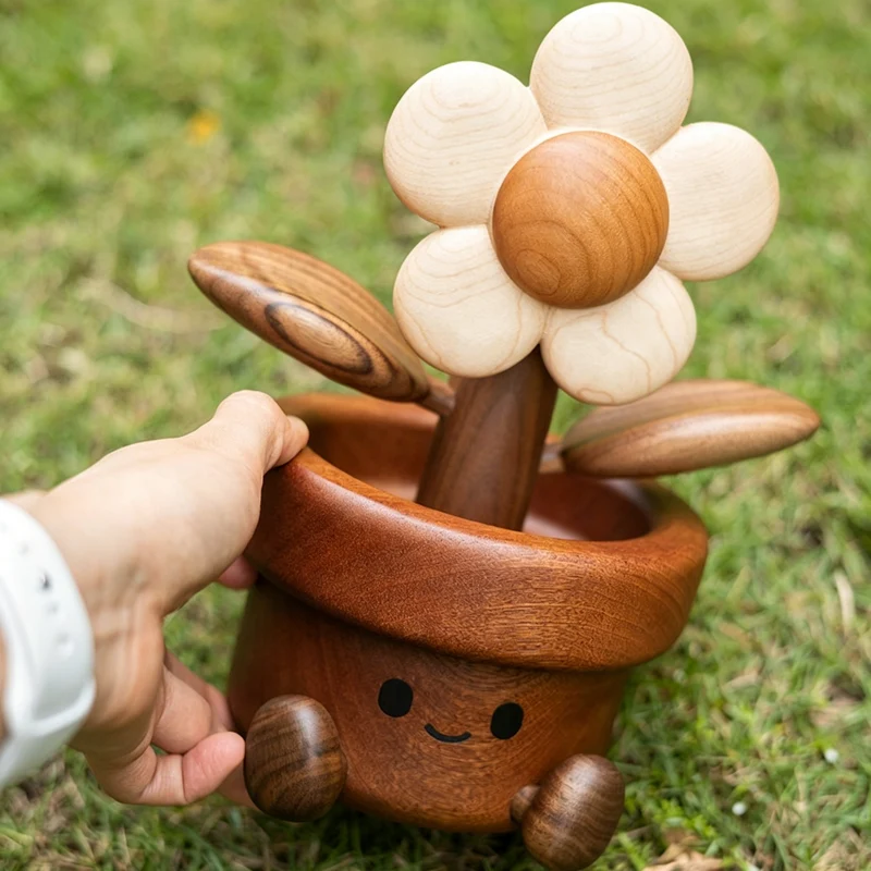 Contemporary Creative Cherry Wood Black Walnut Wood Maple Wood Palisander Sunflower-shaped Table Decor For Living Room & Bedroom