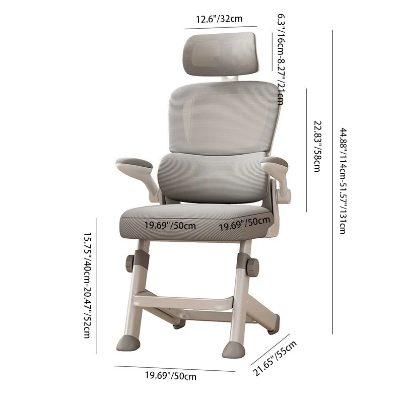 Modern Minimalist PP Mesh Fabric Rounded Ergonomic Desk Chair With Adjustable Armrests Height Adjustment & Headrest For Home Office
