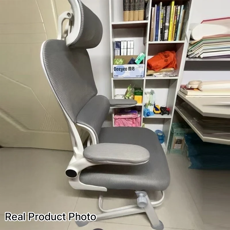 Modern Minimalist PP Mesh Fabric Rounded Ergonomic Desk Chair With Adjustable Armrests Height Adjustment & Headrest For Home Office