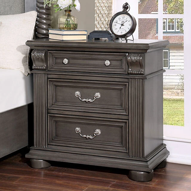 Furniture of America Esperia 3-Drawer Nightstand CM7711GY-N