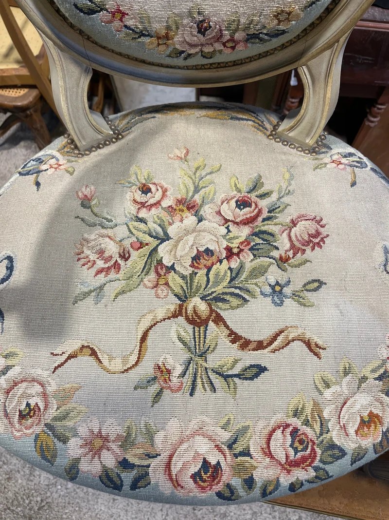 Pair of Louis XVI medallion armchairs with Beauvais upholstery