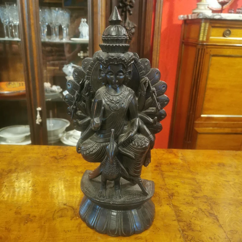 Hindu figure of Bois de fer (iron wood) of the God Kartikeya
