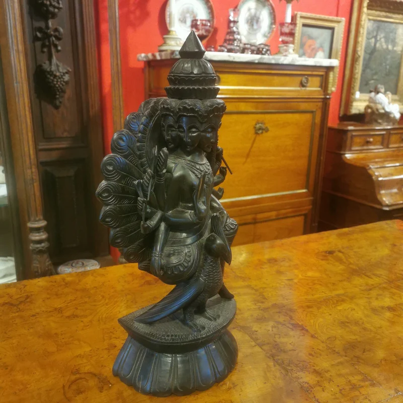 Hindu figure of Bois de fer (iron wood) of the God Kartikeya