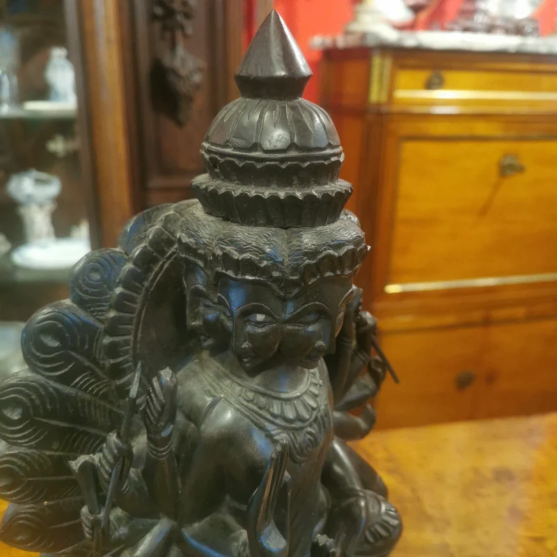 Hindu figure of Bois de fer (iron wood) of the God Kartikeya