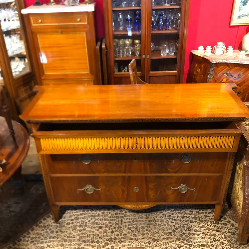 French chest of drawers, marquetry by Charles IV