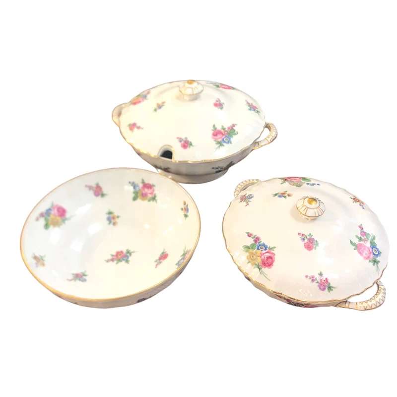 Set of three Limoges porcelain fountains, France