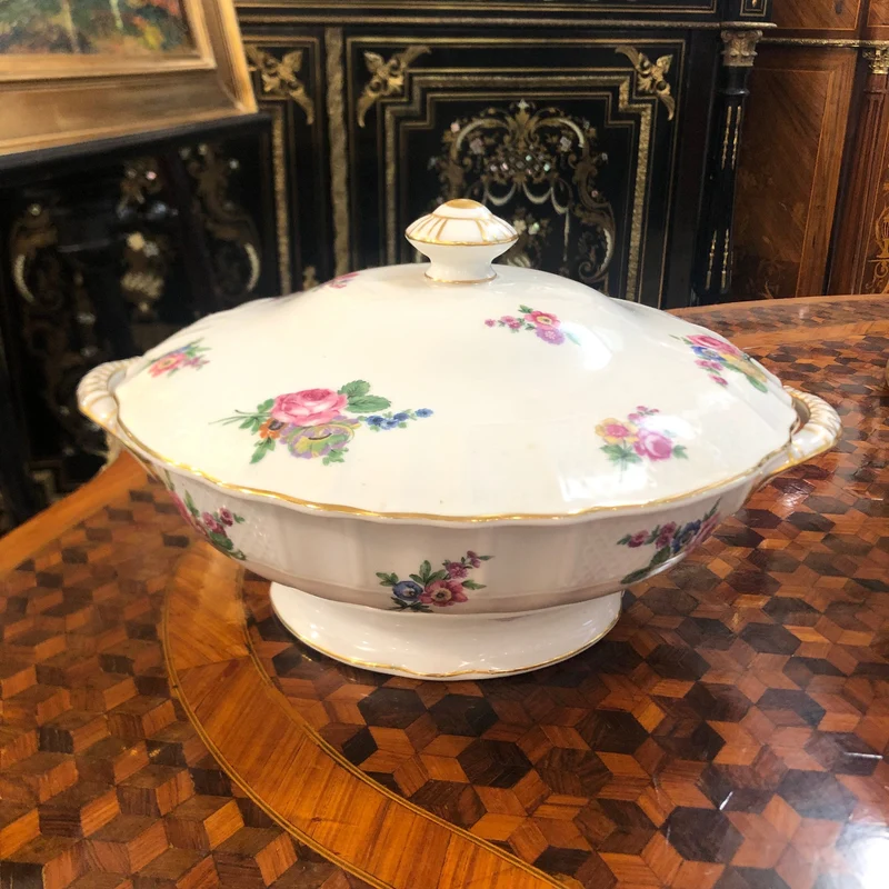 Set of three Limoges porcelain fountains, France