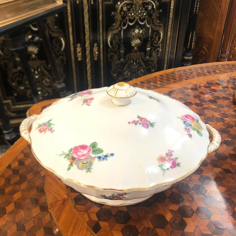 Set of three Limoges porcelain fountains, France