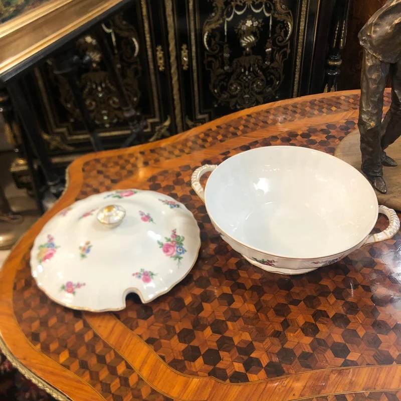 Set of three Limoges porcelain fountains, France