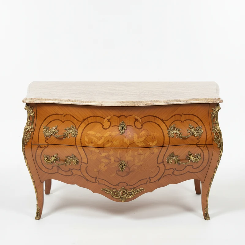 Louis XV yellow marble dresser with floral marquetry