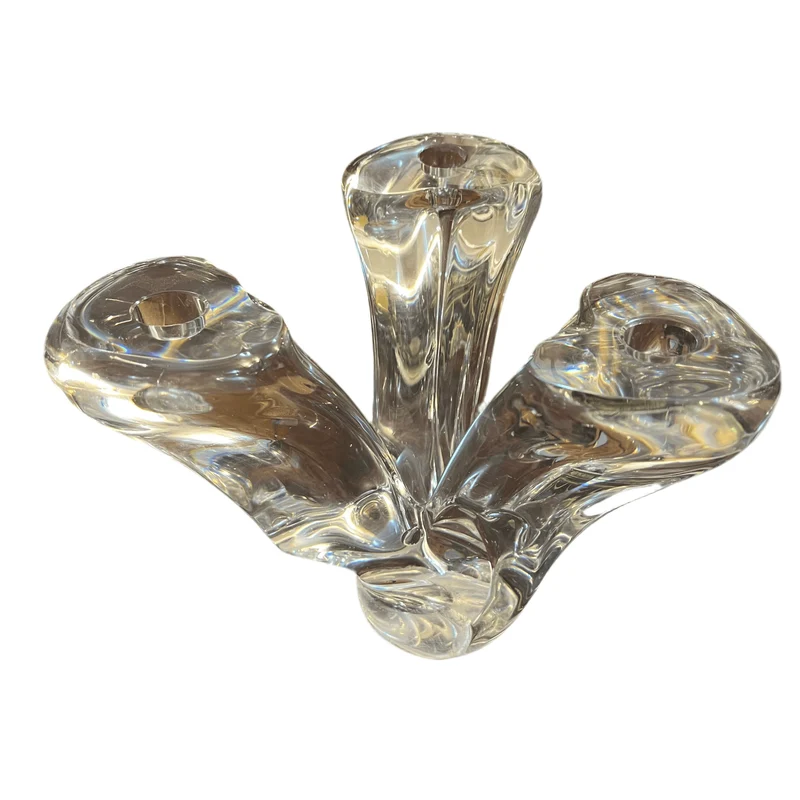 Val Saint Lambert three-light crystal chandelier