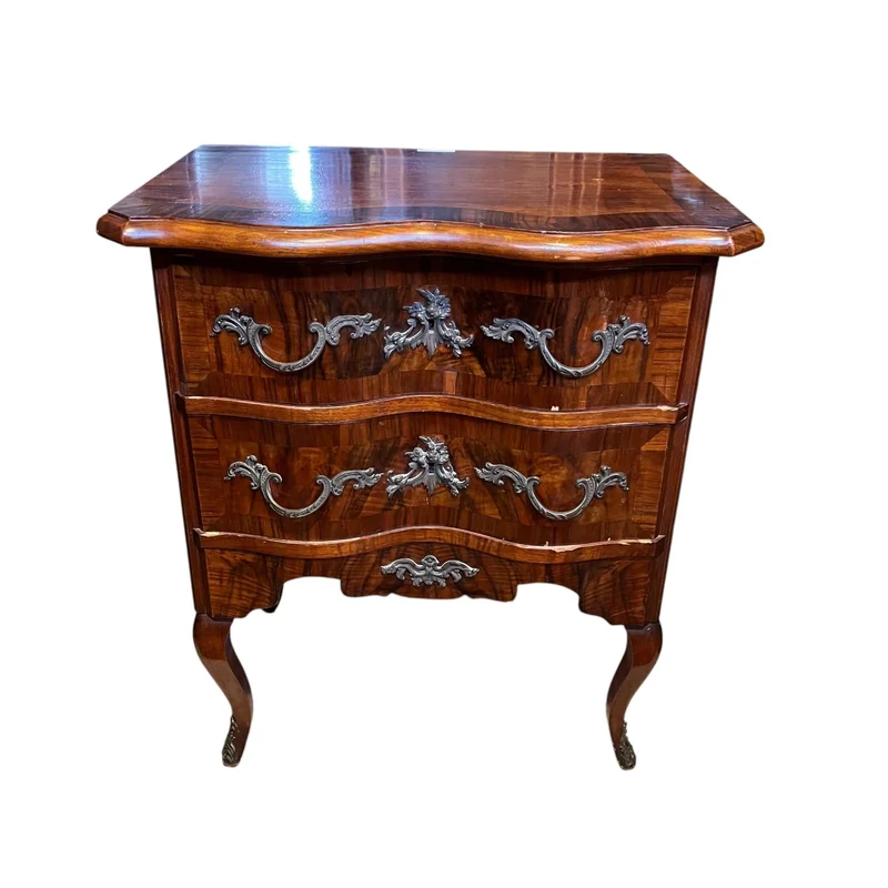 French Louis XV style mahogany and rosewood two-drawer dresser