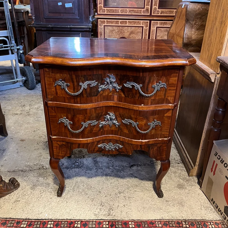 French Louis XV style mahogany and rosewood two-drawer dresser