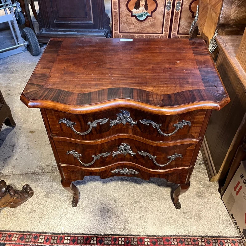 French Louis XV style mahogany and rosewood two-drawer dresser