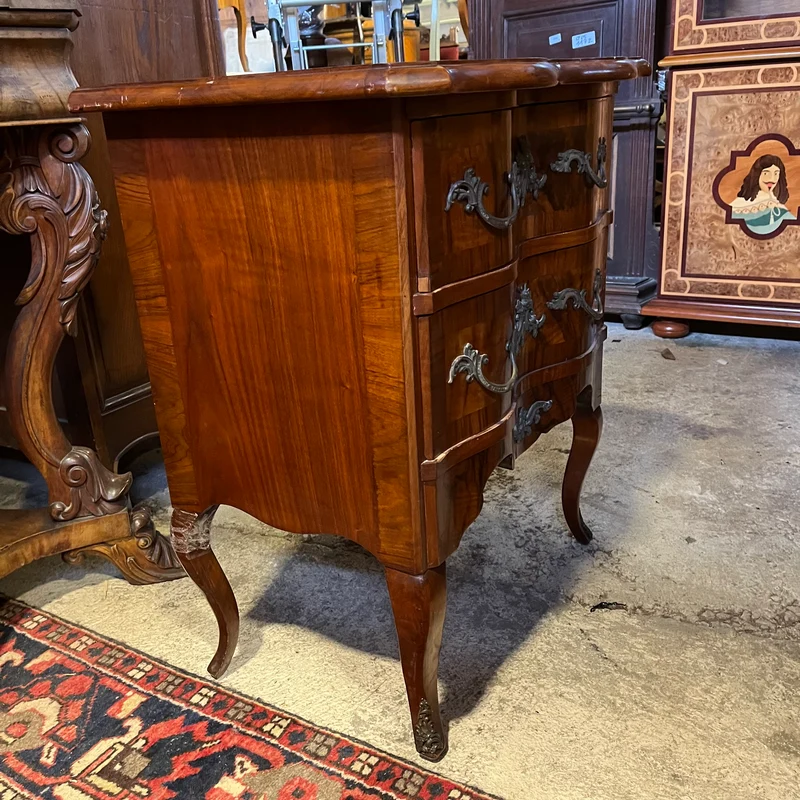 French Louis XV style mahogany and rosewood two-drawer dresser