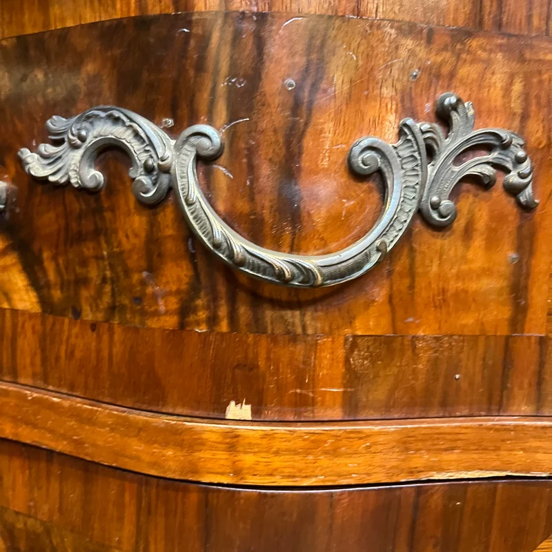 French Louis XV style mahogany and rosewood two-drawer dresser