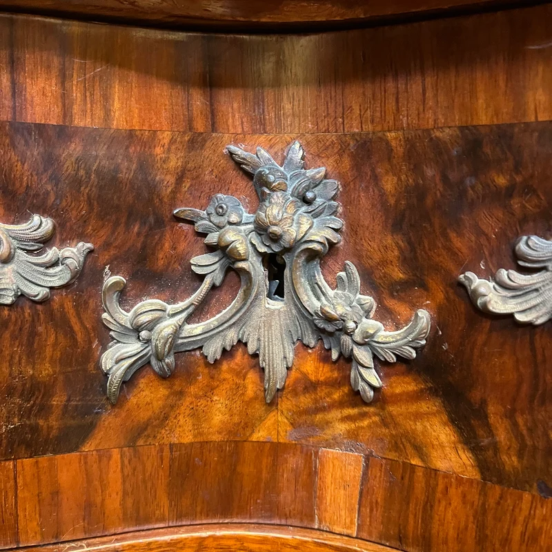 French Louis XV style mahogany and rosewood two-drawer dresser
