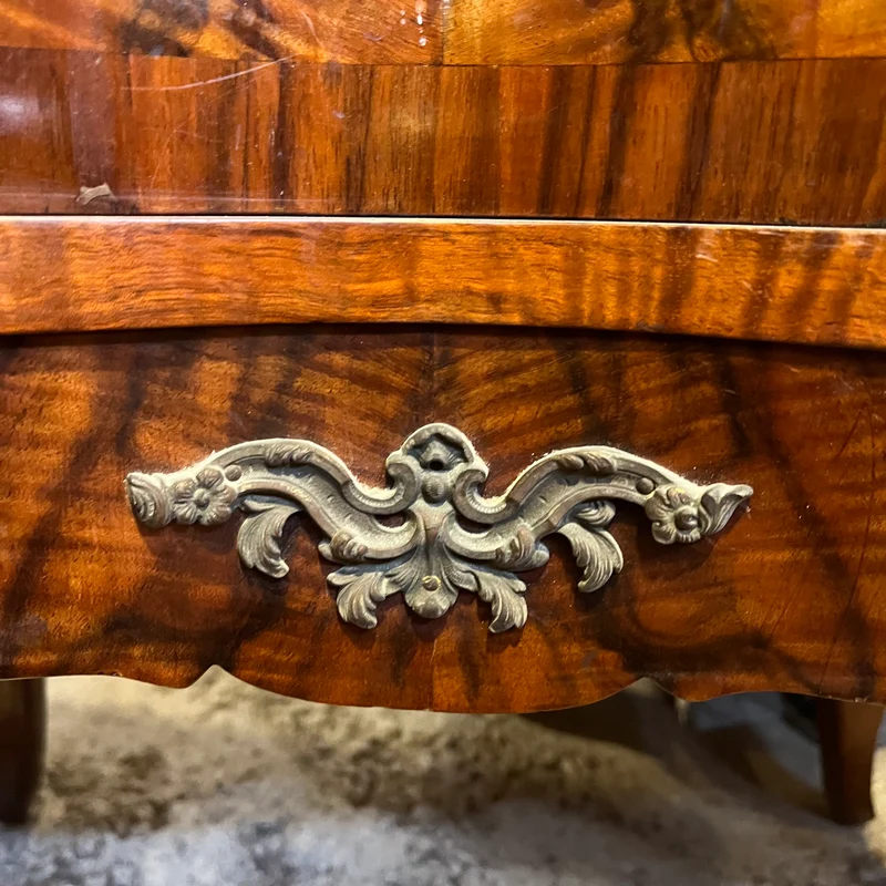French Louis XV style mahogany and rosewood two-drawer dresser