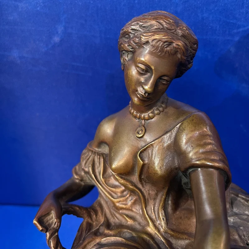 Bronze figure and box 'The Immodest Washerwoman' attributed to Charles Bory (1788-1856)