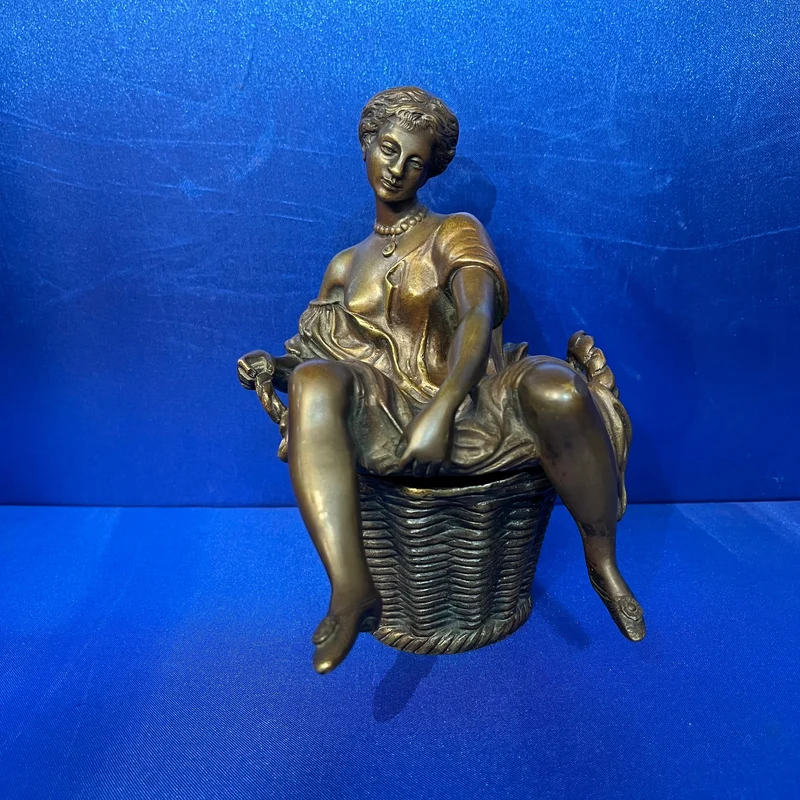 Bronze figure and box 'The Immodest Washerwoman' attributed to Charles Bory (1788-1856)