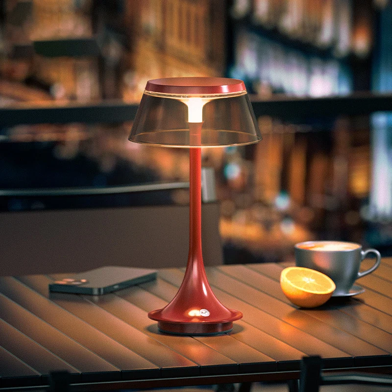 USB Rechargeable Cordless Touch Control & Infinitely Dimmable Table Lamp - Nordic LED Acrylic & Aluminum Alloy Bedside Ambient Light For Bedroom
