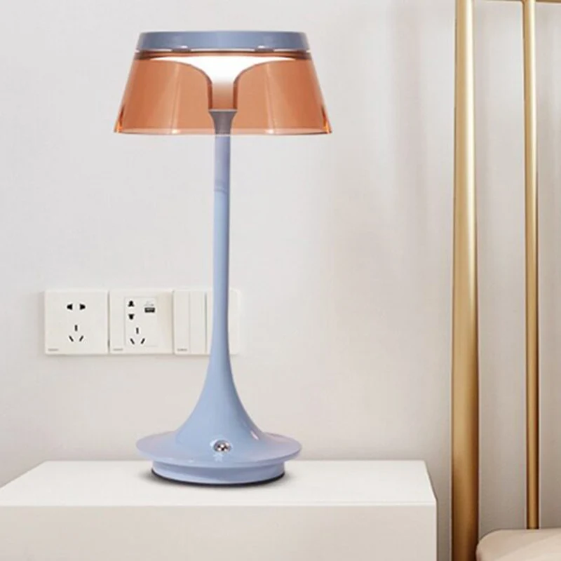 USB Rechargeable Cordless Touch Control & Infinitely Dimmable Table Lamp - Nordic LED Acrylic & Aluminum Alloy Bedside Ambient Light For Bedroom