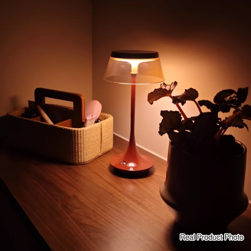 USB Rechargeable Cordless Touch Control & Infinitely Dimmable Table Lamp - Nordic LED Acrylic & Aluminum Alloy Bedside Ambient Light For Bedroom