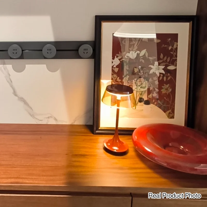 USB Rechargeable Cordless Touch Control & Infinitely Dimmable Table Lamp - Nordic LED Acrylic & Aluminum Alloy Bedside Ambient Light For Bedroom