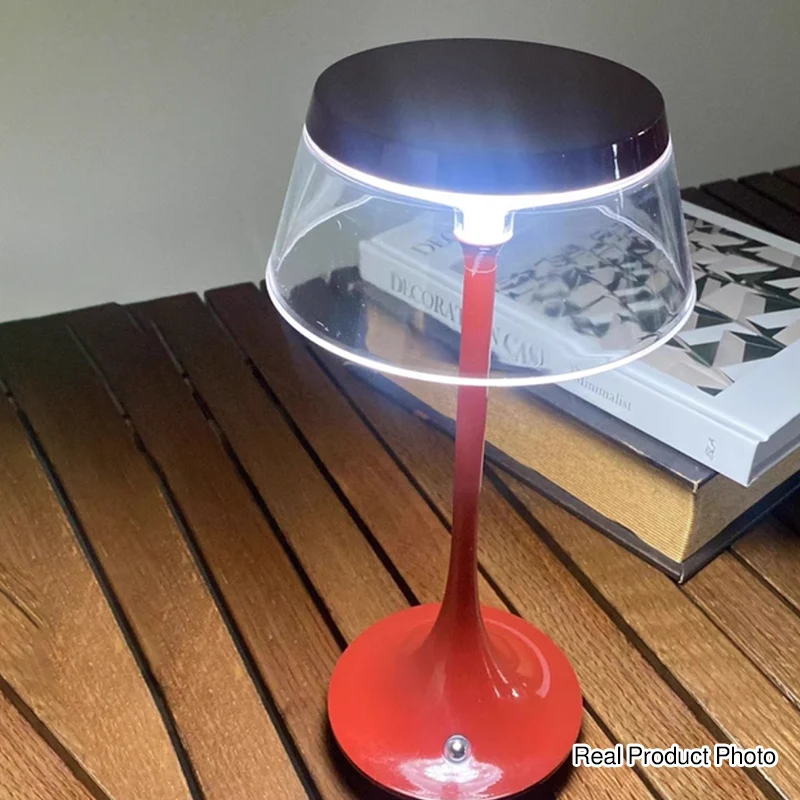 USB Rechargeable Cordless Touch Control & Infinitely Dimmable Table Lamp - Nordic LED Acrylic & Aluminum Alloy Bedside Ambient Light For Bedroom