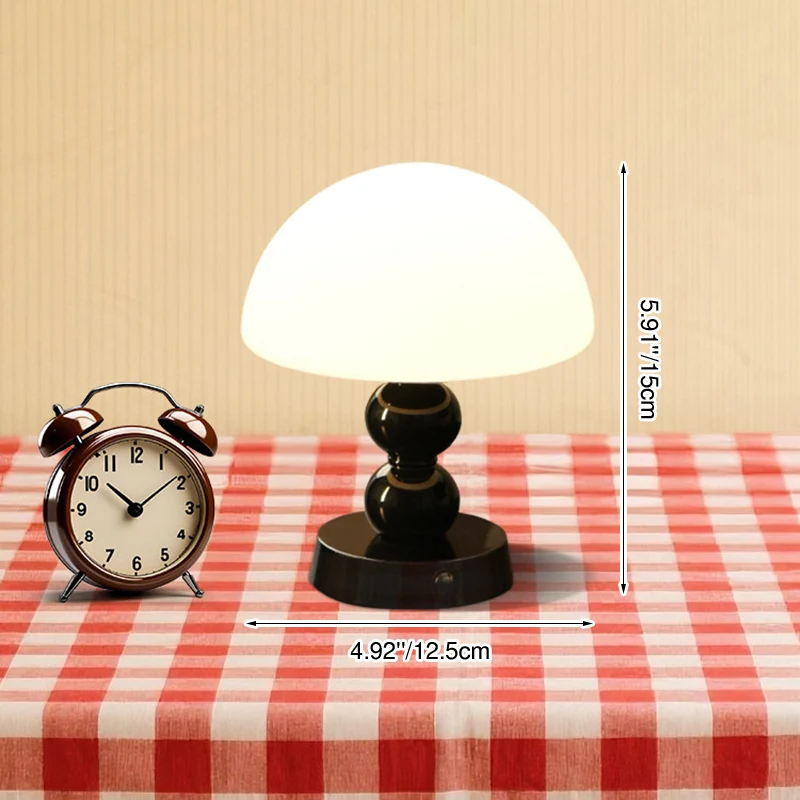 USB Rechargeable Mushroom Ambient Infinitely Dimmable Table Lamp - Creative Aluminum Alloy Bedside Lamp Cream Style Glass Table Light For Bedroom