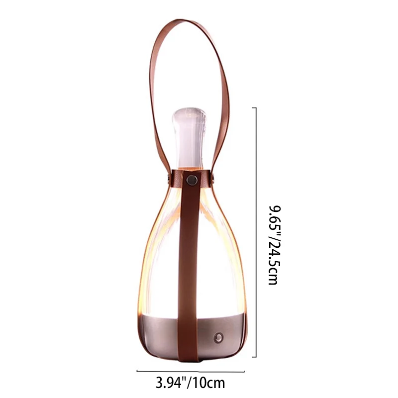 Modern Minimalist Portable Chrome Genuine Sheepskin Hardware Glass Table Lamp - Ambient Camping Light For Bedroom Dining Outdoor