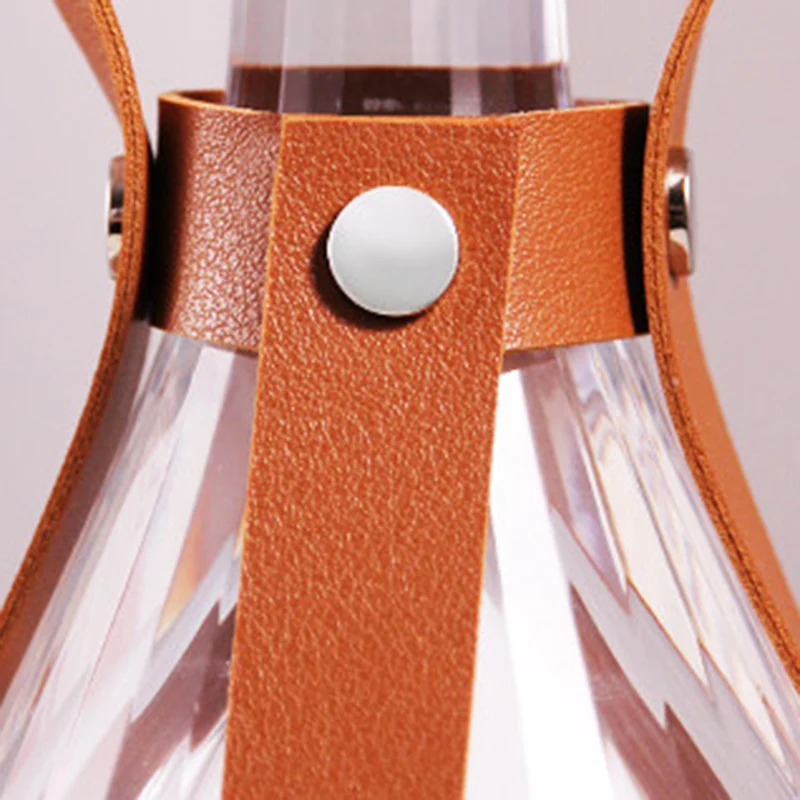 Modern Minimalist Portable Chrome Genuine Sheepskin Hardware Glass Table Lamp - Ambient Camping Light For Bedroom Dining Outdoor