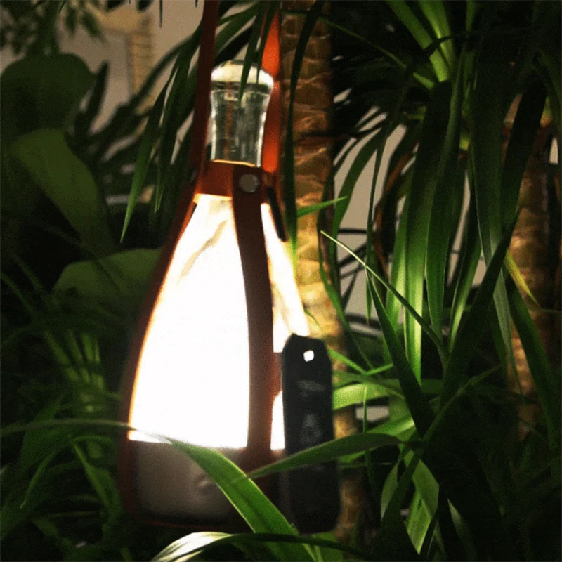 Modern Minimalist Portable Chrome Genuine Sheepskin Hardware Glass Table Lamp - Ambient Camping Light For Bedroom Dining Outdoor