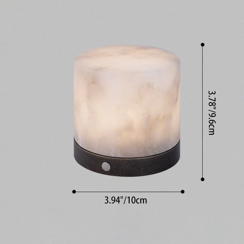 Contemporary Scandinavian Natural Marble Aluminum Alloy Table Lamp - Alabaster Ambient Bedside Lamp With Touch Dimming & USB Rechargeable Light