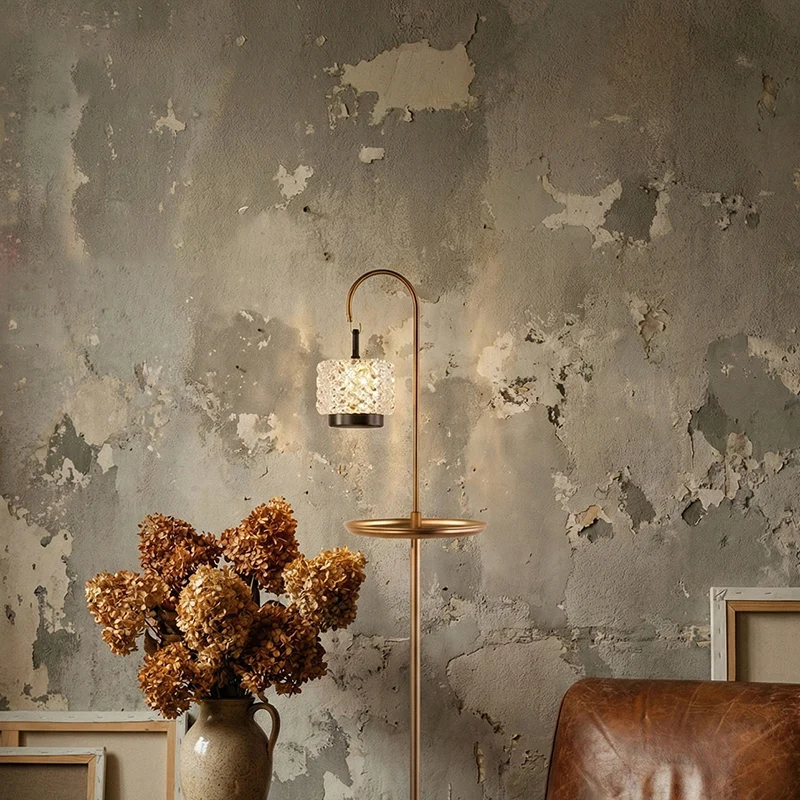 Modern Luxury Aluminum Alloy Iron Acrylic Standing Floor Lamp With Tray - Adjustable Lamp Touch Dimmable Ambient Light For Bedroom Living Room