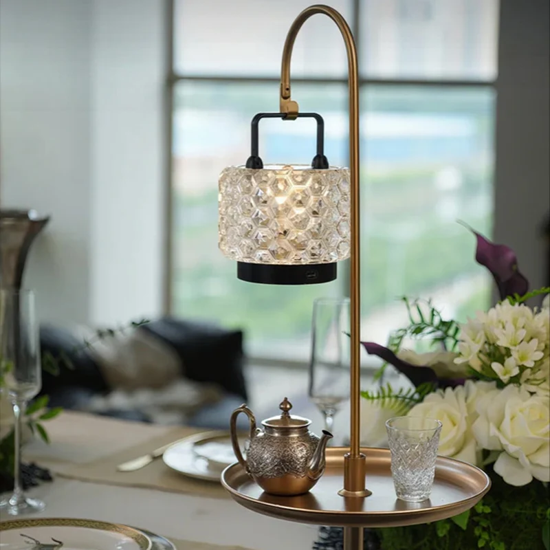 Modern Luxury Aluminum Alloy Iron Acrylic Standing Floor Lamp With Tray - Adjustable Lamp Touch Dimmable Ambient Light For Bedroom Living Room